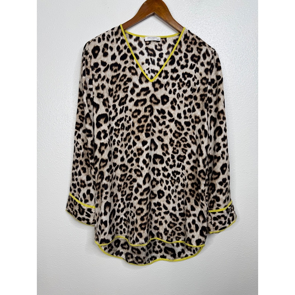 Equipment Femme Dalton Tunic Blouse Silk Leopard Print Size Xsmall